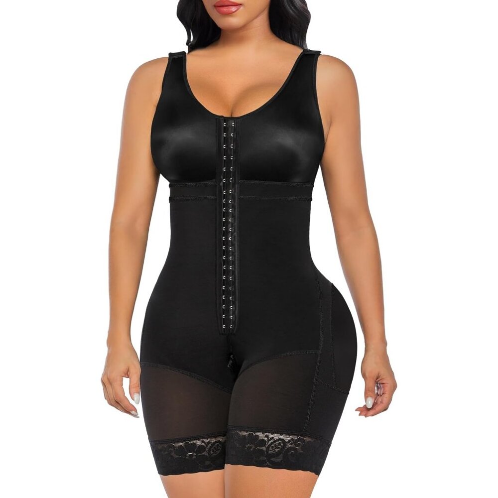 Women's Tummy Control Shapewear Postpartum Body Shaper Lifter Black Bodysuit